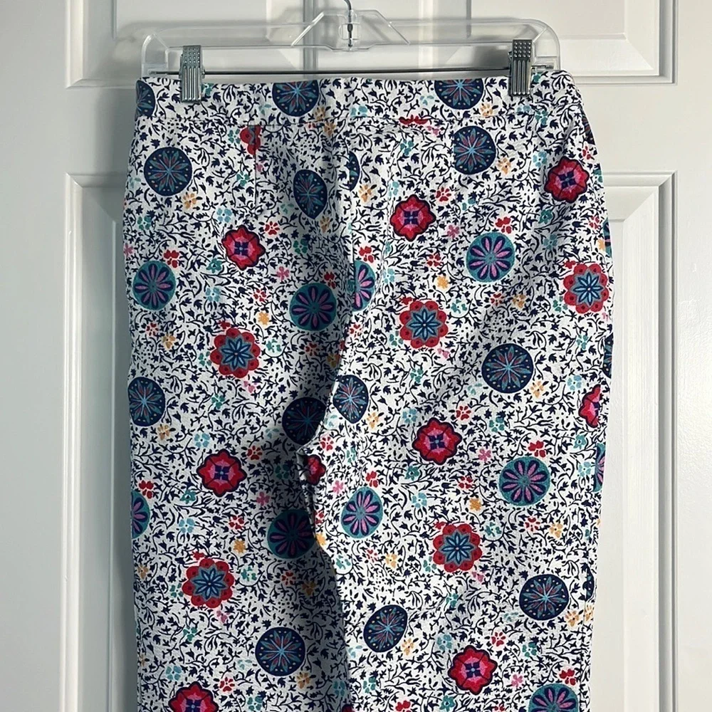 Boden Al Fresco Colorful Floral Print Slim Fit‎ 7/8 Cropped Side Zip Pants Boho - Picture 8 of 14